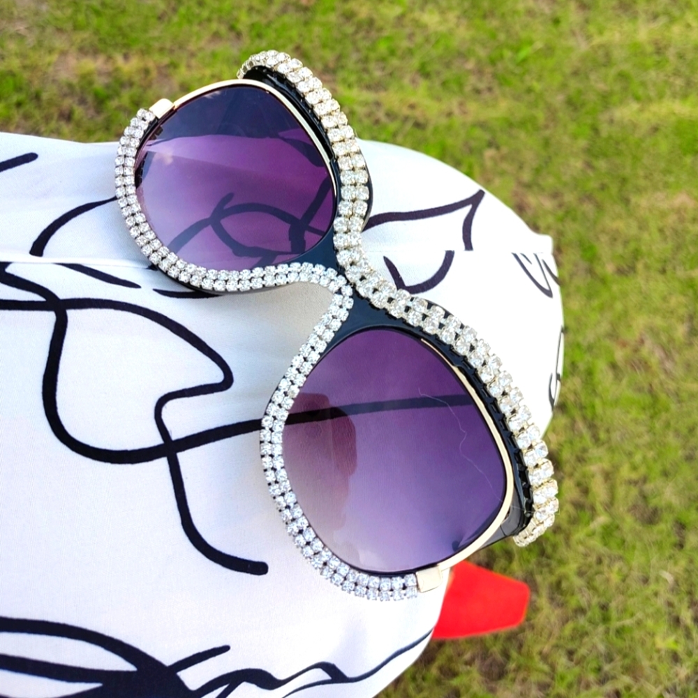 Elegant Purple Sunglasses with Crystal Accents